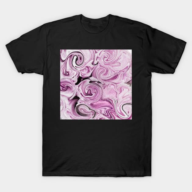 Swirls- Pink Rose T-Shirt by designsbyjuliee